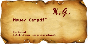 Mauer Gergő névjegykártya